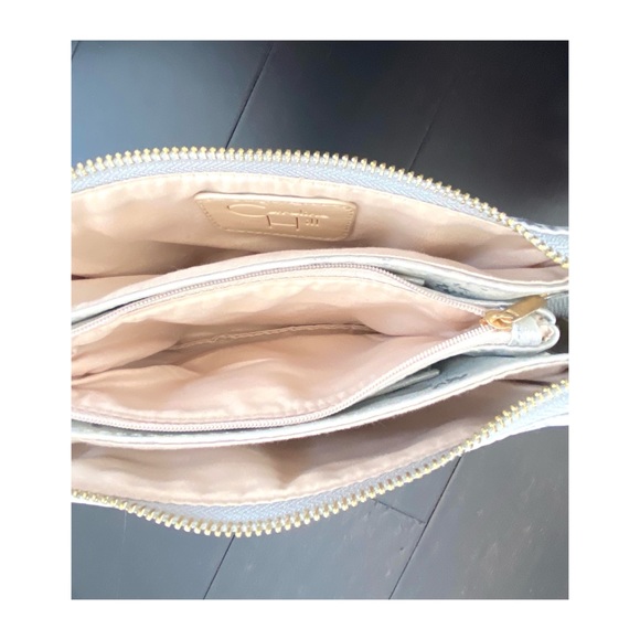 Suede Double Zip Crossbody, Yellow Gold Hardware - Picture 6 of 9